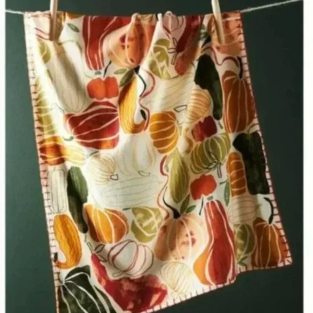 ⭐️ Pumpkin Harvest Fruit Boho Peasant Hipster Hippie Art Deco Farm Dish Towel